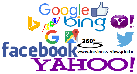 Google, facebook, bing, yahoo, twitter Logo, Farben und Schriftart